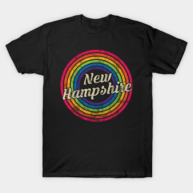 New Hampshire - Retro Rainbow Faded-Style T-Shirt by MaydenArt